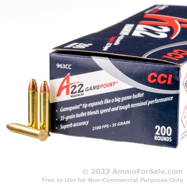 200 Rounds of 35gr GamePoint JSP .22 WMR Ammo by CCI