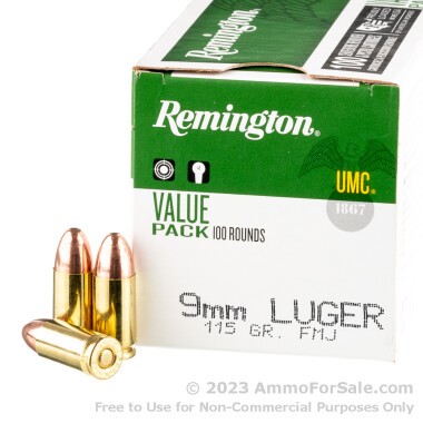 100 Rounds of 115gr MC 9mm Ammo by Remington