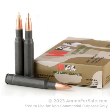 20 Rounds of 168gr FMJ 30-06 Springfield Ammo by Wolf Military Classic 