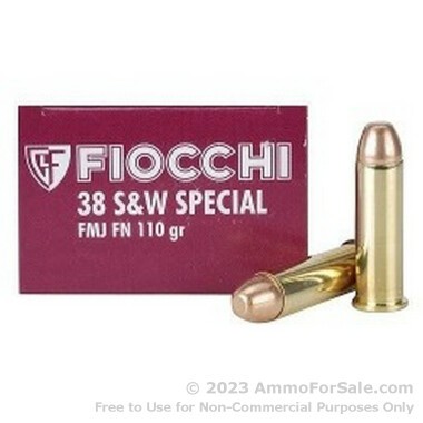 38 Special 110 gr +P FMJFN Fiocchi Ammo For Sale!