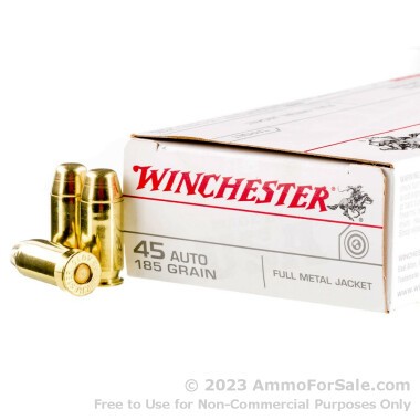 45 ACP 185 gr FMJ Winchester USA Ammo for Sale!