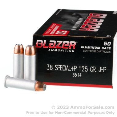 1000 Rounds of 125gr JHP .38 Spl +P Ammo by Blazer
