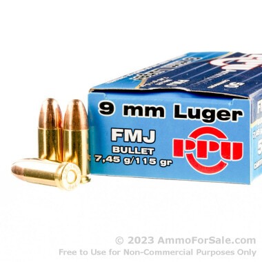 50 Rounds of 115gr FMJ 9mm Ammo by Prvi Partizan