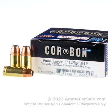 500 Rounds of 125gr JHP 9mm +P Ammo by Corbon