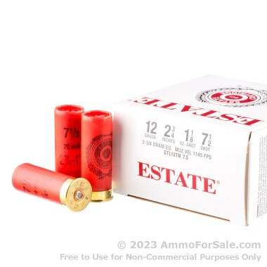 250 Rounds of 2-3/4" 1-1/8 ounce #7-1/2 shot 12ga Ammo by Estate Cartridge