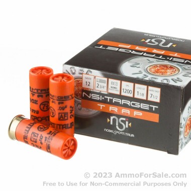 250 Rounds of 1 1/8 ounce #7 1/2 shot 12ga Ammo by NobelSport Trap