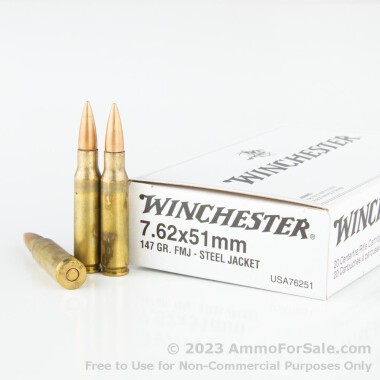20 Rounds of 147gr FMJ 7.62x51mm Ammo by Winchester