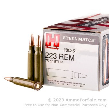 50 Rounds of 75gr HPBT .223 Ammo by Hornady Steel Match