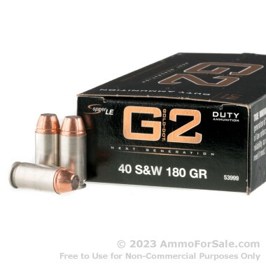 50 Rounds of 180gr JHP .40 S&W Ammo by Speer G2