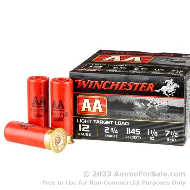 250 Rounds of 1 1/8 ounce #7 1/2 shot 12ga Ammo by Winchester AA Light Target Load