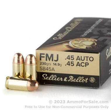 1000 Rounds of 230gr FMJ .45 ACP Ammo by Sellier & Bellot