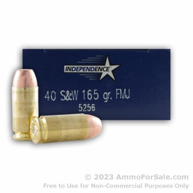 50 Rounds of 165gr FMJ .40 S&W Ammo by Independence