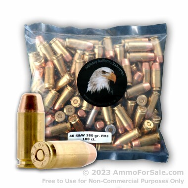 100 Rounds of 165gr FMJ .40 S&W Ammo by M.B.I.