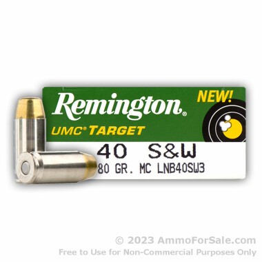 50 Rounds of 180gr MC .40 S&W Ammo by Remington UMC Target