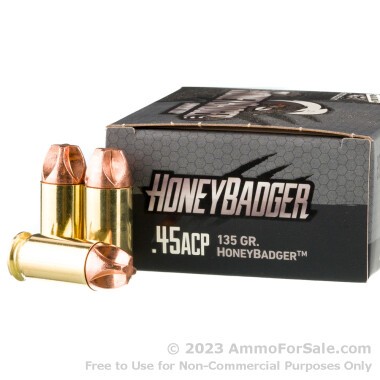20 Rounds of 135gr HoneyBadger .45 ACP Ammo by Black Hills Ammunition