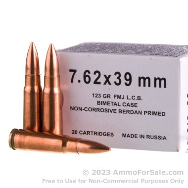 500 Rounds of 123gr FMJ 7.62x39 Ammo by Barnaul
