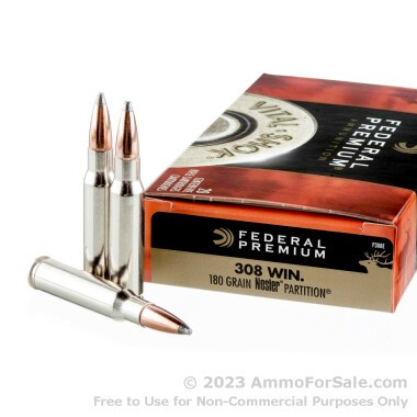 20 Rounds of 180gr Partition .308 Win Ammo by Federal