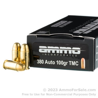 1000 Rounds of 100gr TMJ .380 ACP Ammo by Ammo Inc.