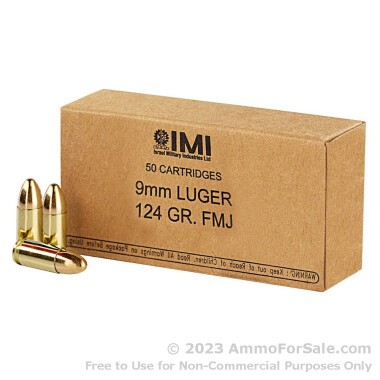 1000 Rounds of 124gr FMJ 9mm Ammo by IMI