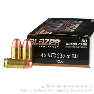 50 Rounds of 230gr FMJ .45 ACP Ammo by Blazer 