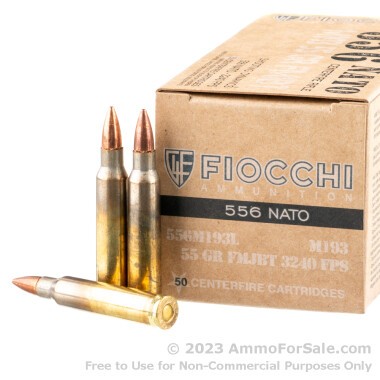 1000 Rounds of 55gr FMJBT M193 5.56x45 Ammo by Fiocchi