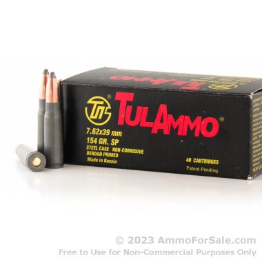 40 Rounds of 154gr SP 7.62x39 Ammo by Tula