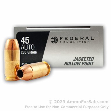 50 Rounds of 230gr JHP .45 ACP Ammo by Federal