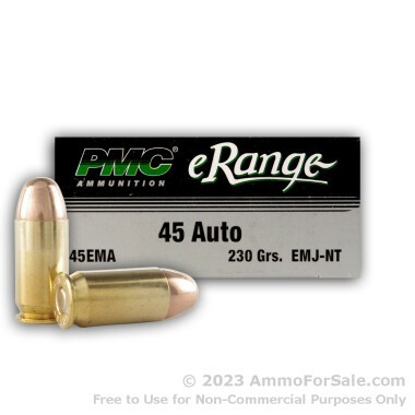 50 Rounds of 230gr TMJ .45 ACP Ammo by PMC