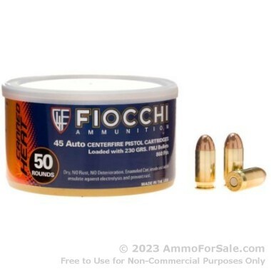 500 Rounds of 230gr FMJ .45 ACP Ammo by Fiocchi Canned Heat