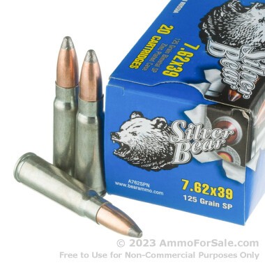 500  Rounds of 125gr SP 7.62x39mm Ammo by Silver Bear