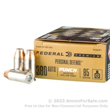 20 Rounds of 85gr JHP .380 ACP Ammo by Federal