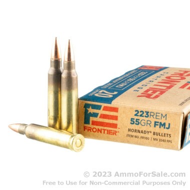 500 Rounds of 55gr FMJ .223 Ammo by Hornady Frontier