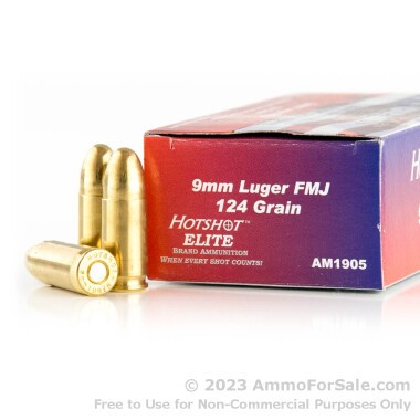 50 Rounds of 124gr FMJ 9mm Ammo by Century Int Arms