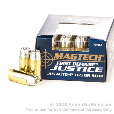20 Rounds of 165gr SCHP .45 ACP +P Ammo by Magtech First Defense Justice