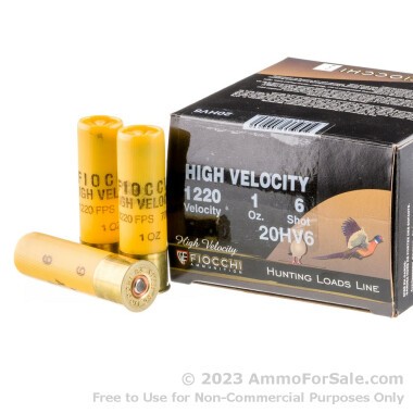 25 Rounds of 1 ounce #6 shot 20ga Ammo by Fiocchi