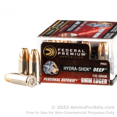 20 Rounds of 135gr JHP 9mm Ammo by Federal