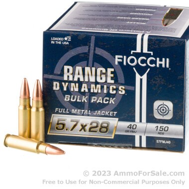 450 Rounds of 40gr FMJ 5.7x28mm Ammo by Fiocchi