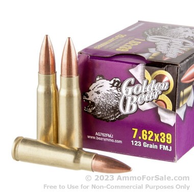 20 Rounds of 123gr FMJ 7.62x39mm Ammo by Golden Bear