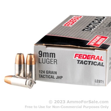50 Rounds of 124gr JHP 9mm Ammo by Federal