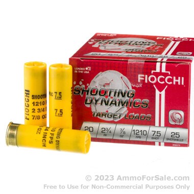 250 Rounds of 7/8 ounce #7 1/2 shot 20ga Ammo by Fiocchi
