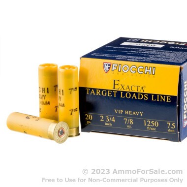 25 Rounds of 7/8 ounce #7 1/2 shot 20ga Ammo by Fiocchi