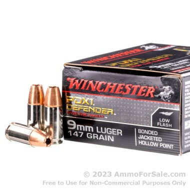 20 Rounds of 147gr JHP 9mm Ammo by Winchester Defender