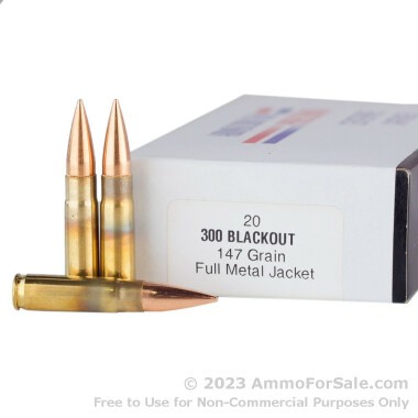 20 Rounds of 147gr FMJ .300 AAC Blackout Ammo by Armscor