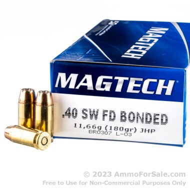 50 Rounds of 180gr JHP .40 S&W Ammo by Magtech