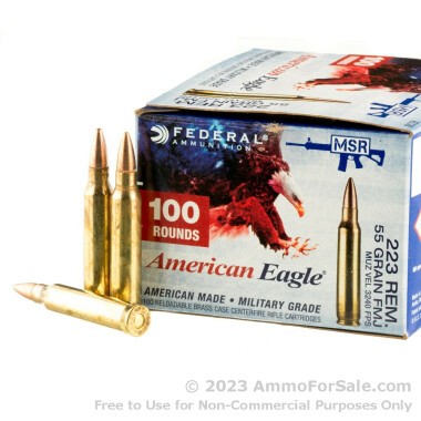 100 Rounds of 55gr FMJ .223 Ammo by Federal