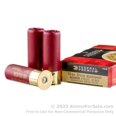 5 Rounds of 00 Buck 12ga Ammo by Federal Vital-Shok