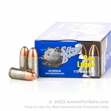 50 Rounds of 115gr FMJ 9mm Ammo by Silver Bear
