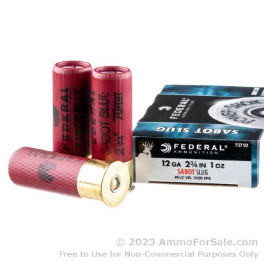 5 Rounds of 1 ounce Sabot Slug 12ga Ammo by Federal