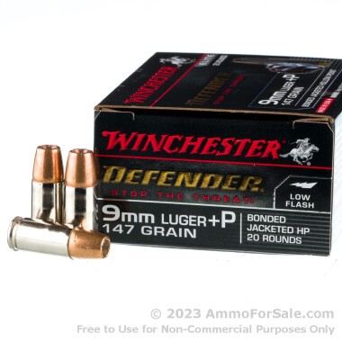 20 Rounds of 147gr Bonded JHP 9mm +P Ammo by Winchester