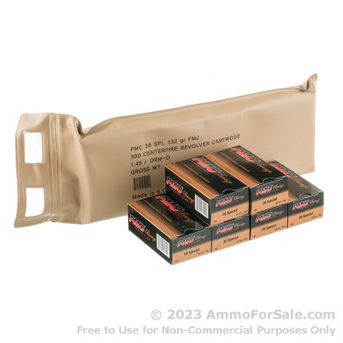 300 Rounds of 132gr FMJ .38 Spl Ammo by PMC
